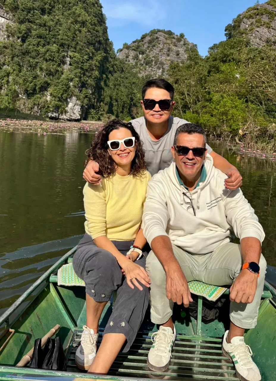 Hieu guiding travelers in northern Vietnam